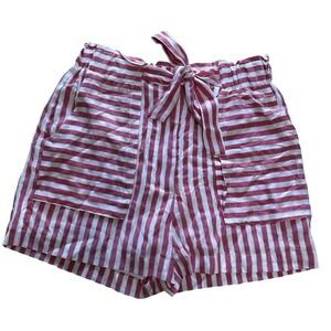 Altar’d State Red White Stripe High Waist Cotton Tie Front Shorts Size Medium